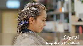  Presentation with hair color - Presentation theme enhanced with woman-plays-game-with-dye background and a coral colored foreground