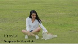  Presentation with dog park - Presentation featuring woman-plays-with-her-dog background and a seafoam green colored foreground