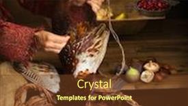  Presentation with hunting - PPT layouts having woman plucking a dead pheasant in an old master hunting scene background and a tawny brown colored foreground