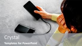  Presentation with power bank - Slides having woman-plugged-the-charger background and a gray colored foreground