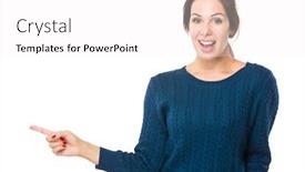  Presentation with finger point - PPT layouts featuring woman point finger background and a white colored foreground