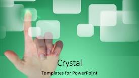  Presentation with green - PPT theme consisting of geometric optics - cropped hand of woman pointing background and a seafoam green colored foreground