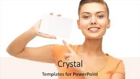  Presentation with blank - Slides with woman pointing at white blank background and a coral colored foreground