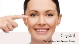  Presentation with vision - PPT layouts featuring woman pointing to her eye background and a soft green colored foreground