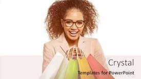  Presentation with promotions - PPT theme consisting of woman-points-to-something background and a lemonade colored foreground