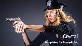  Presentation with police - Cool new PPT theme with woman police in the concept backdrop and a  colored foreground