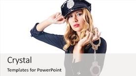  Presentation with police police - Audience pleasing presentation theme consisting of woman police in the concept backdrop and a  colored foreground