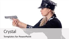  Presentation with police police - Audience pleasing slide set consisting of woman police isolated on white backdrop and a  colored foreground