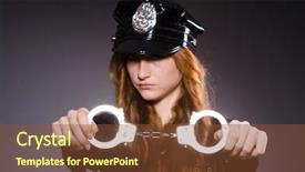  Presentation with police car flashing roof lights - Beautiful slides featuring drawing mold - potter woman paints ceramic cup backdrop and a dark gray colored foreground.