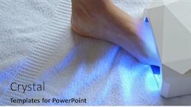  Presentation with nail - Amazing presentation theme having woman polish her toe nail at home backdrop and a light blue colored foreground