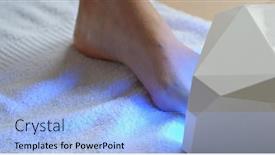  Presentation with nail - Slide set with woman polish her toe nail at home background and a light blue colored foreground