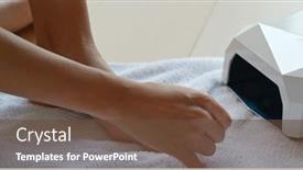  Presentation with nail cutter - Beautiful slide set featuring woman-polish-her-toe-nail backdrop and a tawny brown colored foreground