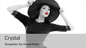  Presentation with retro television knobs isolated - PPT theme with woman portrait isolated on white background and a  colored foreground