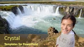  Presentation with waterfall woman - Slides enhanced with woman-portrait-on-travel background and a tawny brown colored foreground