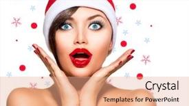  Presentation with true beauty - Audience pleasing presentation consisting of woman portrait open mouth true backdrop and a coral colored foreground