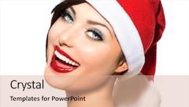  Presentation with sexy santa woman red - Presentation theme consisting of market trends - advertising concept chalk blue text background and a  colored foreground.