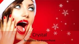  Presentation with true beauty - Theme featuring woman portrait open mouth true background and a crimson colored foreground