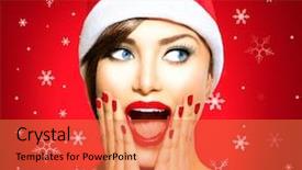  Presentation with true beauty - PPT theme with woman portrait open mouth true background and a red colored foreground