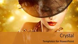  Presentation with luxury gold - Beautiful slide set featuring woman portrait over holiday gold backdrop and a gold colored foreground