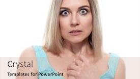  Presentation with fear - Colorful presentation theme enhanced with woman-posing-at-studio backdrop and a coral colored foreground