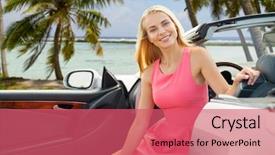  Presentation with polynesia - Presentation with woman posing in convertible car background and a coral colored foreground