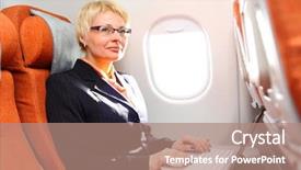  Presentation with business jet - Cool new slide deck with woman posing in modern jet backdrop and a  colored foreground