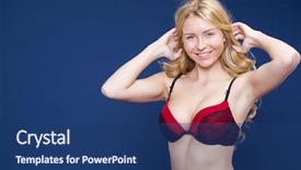  Presentation with blue and purple and red - PPT layouts having woman posing in red bra background and a  colored foreground