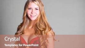  Presentation with gray - Audience pleasing PPT layouts consisting of woman posing in red bra backdrop and a  colored foreground
