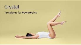  Presentation with weight loss - Beautiful presentation design featuring woman posing in white swimsuit backdrop and a soft green colored foreground