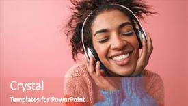  Presentation with africa music - PPT layouts featuring woman posing isolated over pink background and a coral colored foreground