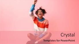  Presentation with abstract beautiful black pink glitter - Theme with woman posing isolated over pink background and a  colored foreground