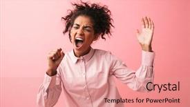  Presentation with abstract beautiful black pink glitter - PPT layouts with woman posing isolated over pink background and a coral colored foreground
