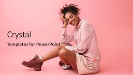  Presentation with microwave imaging image of modern - Audience pleasing presentation design consisting of woman posing isolated over pink backdrop and a  colored foreground