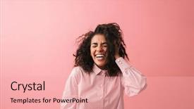  Presentation with emotional intelligence at work - Beautiful presentation design featuring woman posing isolated over pink backdrop and a  colored foreground