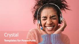  Presentation with africa music - Slide set enhanced with woman posing isolated over pink background and a coral colored foreground