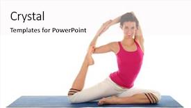  Presentation with yoga - Beautiful presentation theme featuring woman-posing-on-a-blue backdrop and a white colored foreground