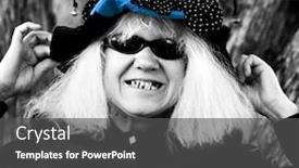  Presentation with hat - Cool new presentation design with woman-posing-with-a-witch backdrop and a dark gray colored foreground