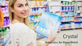  Presentation with powder - Theme enhanced with woman posing with washing powder background and a  colored foreground