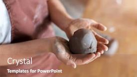  Presentation with pottery - Audience pleasing PPT theme consisting of woman pottery artist makes hand backdrop and a coral colored foreground