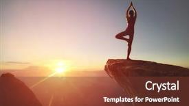  Presentation with yoga - Slide set having woman practices yoga and meditates background and a tawny brown colored foreground