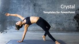  Presentation with advanced - Presentation with woman practicing advanced yoga background and a gray colored foreground