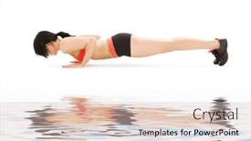  Presentation with staff - Amazing PPT theme having woman practicing chaturanga dandasana four-limbed staff pose backdrop and a lemonade colored foreground