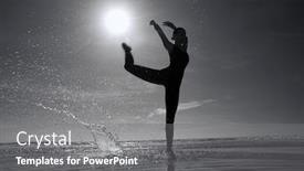  Presentation with gymnastics - Colorful slide deck enhanced with woman-practicing-gymnastics backdrop and a gray colored foreground