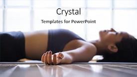  Presentation with studio - Slide set having woman practicing in a yoga background and a cool aqua colored foreground