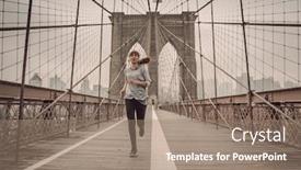  Presentation with brooklyn bridge - Beautiful PPT theme featuring woman-practicing-jogging backdrop and a coral colored foreground