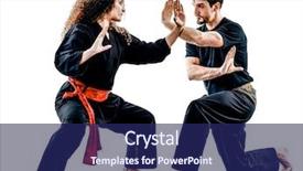  Presentation with silat - Beautiful theme featuring woman practicing martial arts kung backdrop and a navy blue colored foreground