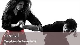  Presentation with silat - Cool new presentation theme with woman practicing martial arts kung backdrop and a gray colored foreground