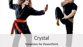  Presentation with silat - Beautiful PPT theme featuring woman practicing martial arts kung backdrop and a white colored foreground