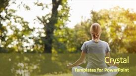  Presentation with yoga - Beautiful PPT theme featuring woman practicing yoga in green backdrop and a tawny brown colored foreground