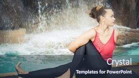  Presentation with waterfall woman - Beautiful slides featuring woman practicing yoga near waterfall sage twist marichyasana backdrop and a tawny brown colored foreground